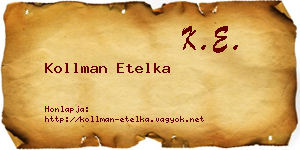 Kollman Etelka névjegykártya